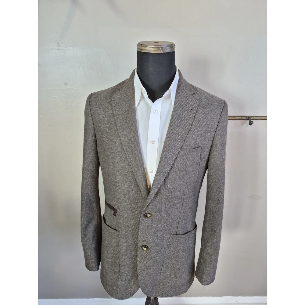 Hart Schaffner Marx Mens Sports Coat 39R Brown 2 Button Blazer Regular M